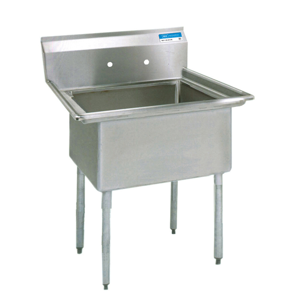 Bk Resources 23.8125 in W x 23 in L x Free Standing, Stainless Steel, One Compartment Sink BKS-1-18-12